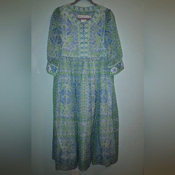 Gretchen Scott Borderline Maxi Dress Watteau Vibrant Green and Blue - Picture 5 of 11